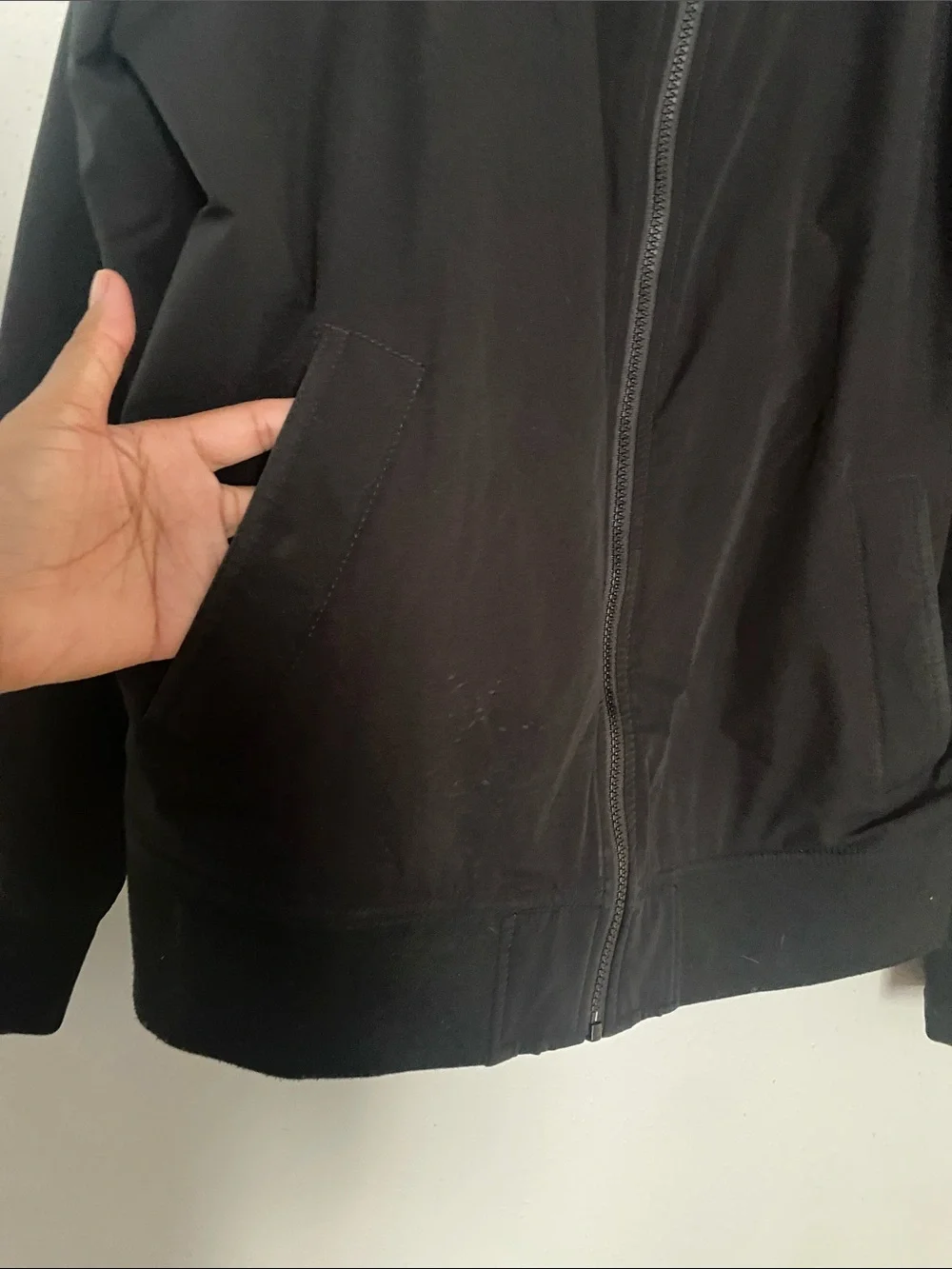 Banana Republic Black Men's Lightweight Bomber Jacket with Zip Front Size L
